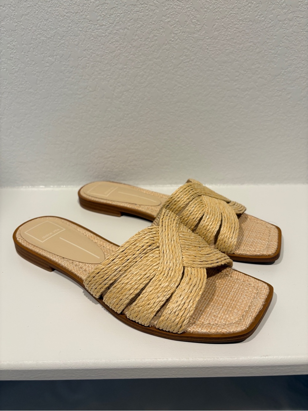 Dolce Vita Natural Raffia Braided Slide Sandals